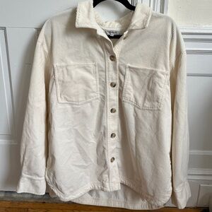 Madewell White Corduroy Oversized Shirt-Jacket with Pockets